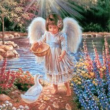 Схема вышивки «ангел и утка с утятами»