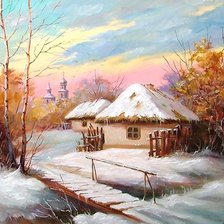 Схема вышивки «Chata w zimowej szacie»