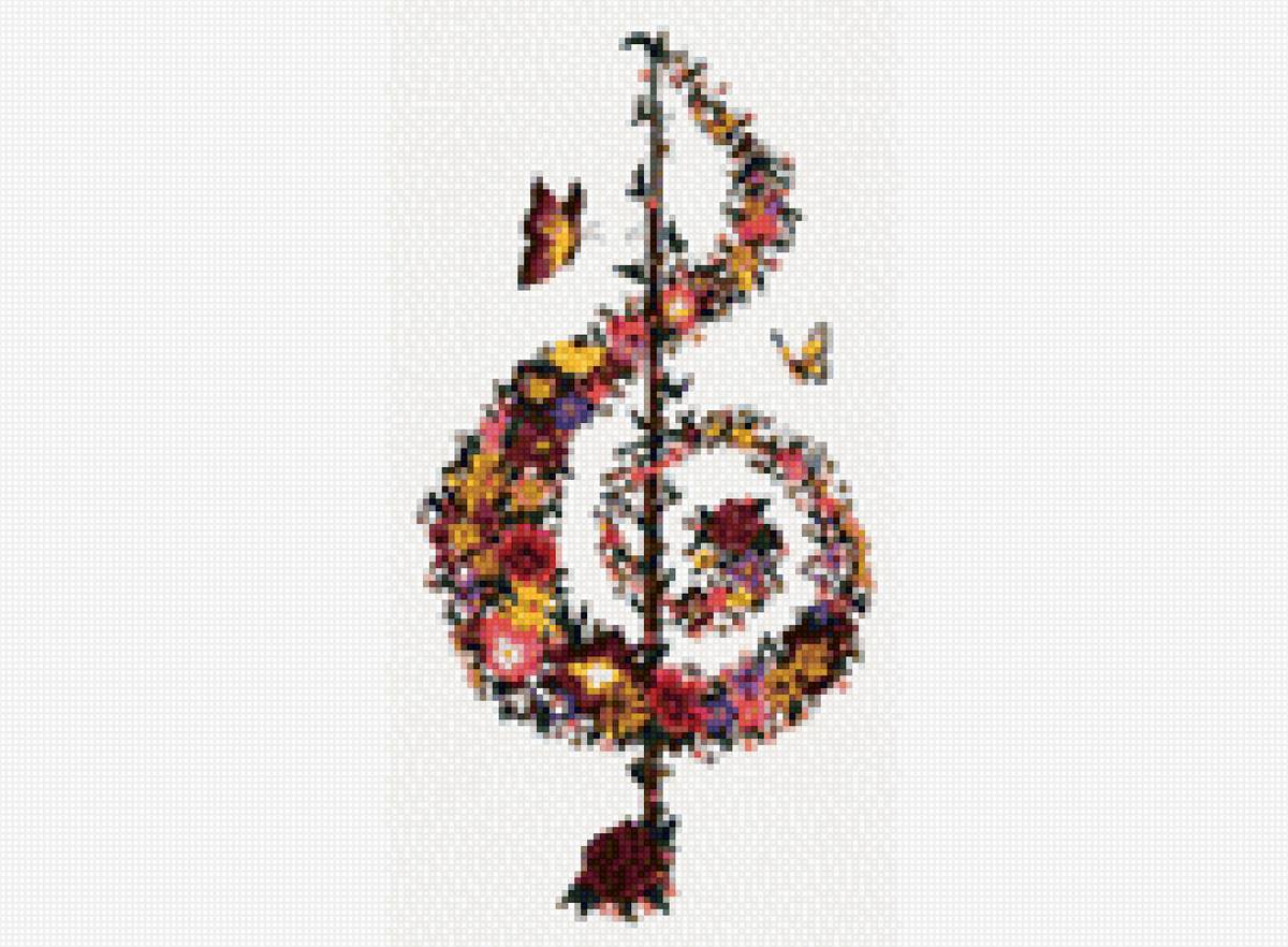 Цветочный скрипичный ключ - цветы, весна, ключик, музыка, лето, скрипичный ключ - предпросмотр