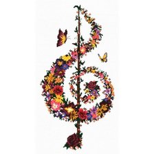 Схема вышивки «Цветочный скрипичный ключ»