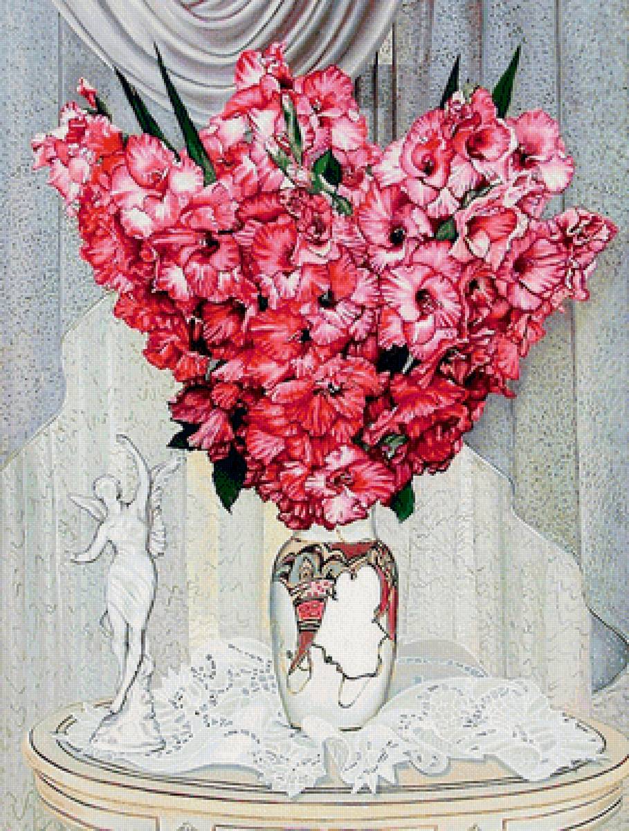 прекрасный букет - гладиолусы, красные цветы, букет, гладиолус - предпросмотр