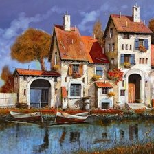 Схема вышивки «Дом на берегу озера»