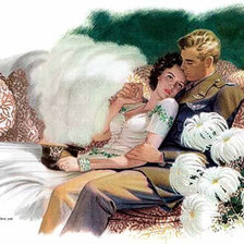 Схема вышивки «двое ретро»