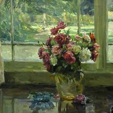 Схема вышивки «цветы на окне»