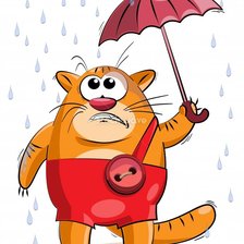 Схема вышивки «Котик под дождём»