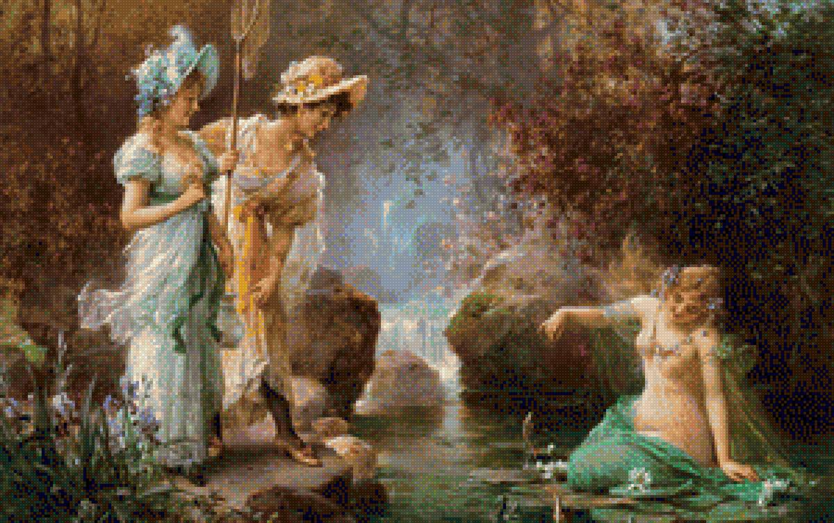 русалка - девушки, пруд, русалка, кувшинки, вода - предпросмотр