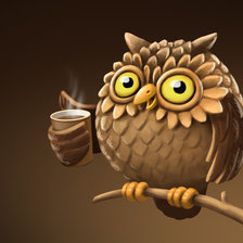 Схема вышивки «Сова и кофе»