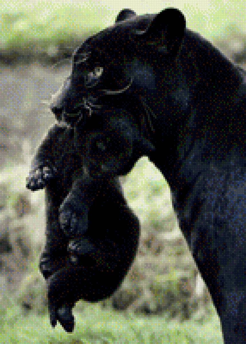 пантера с пантеренком - пантера, мама, пантеренок - предпросмотр