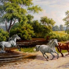 Схема вышивки «кони»