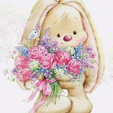 Зайка с букетом цветов