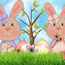 Схема вышивки «Пасхальные зайцы»