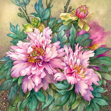 Схема вышивки «пионы»