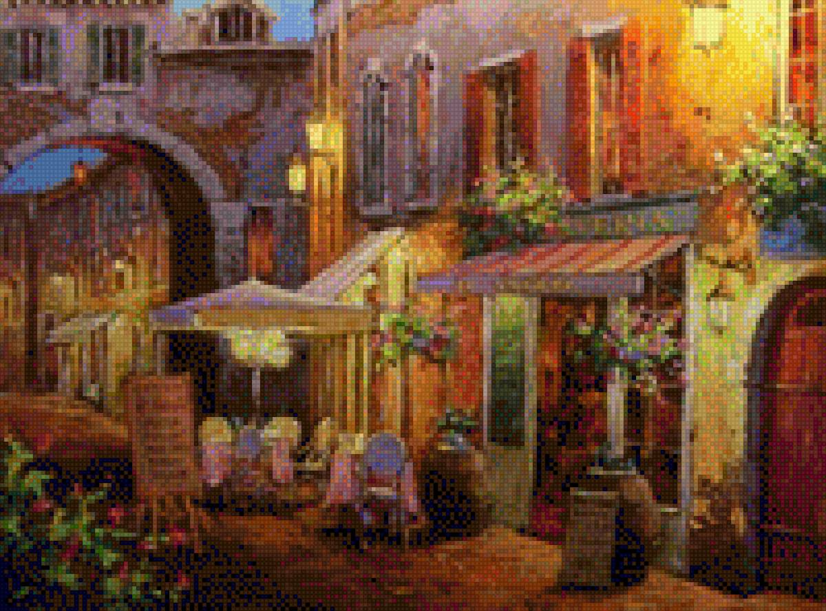 Маленькое кафе - город, городской пейзаж, кафе, домик - предпросмотр