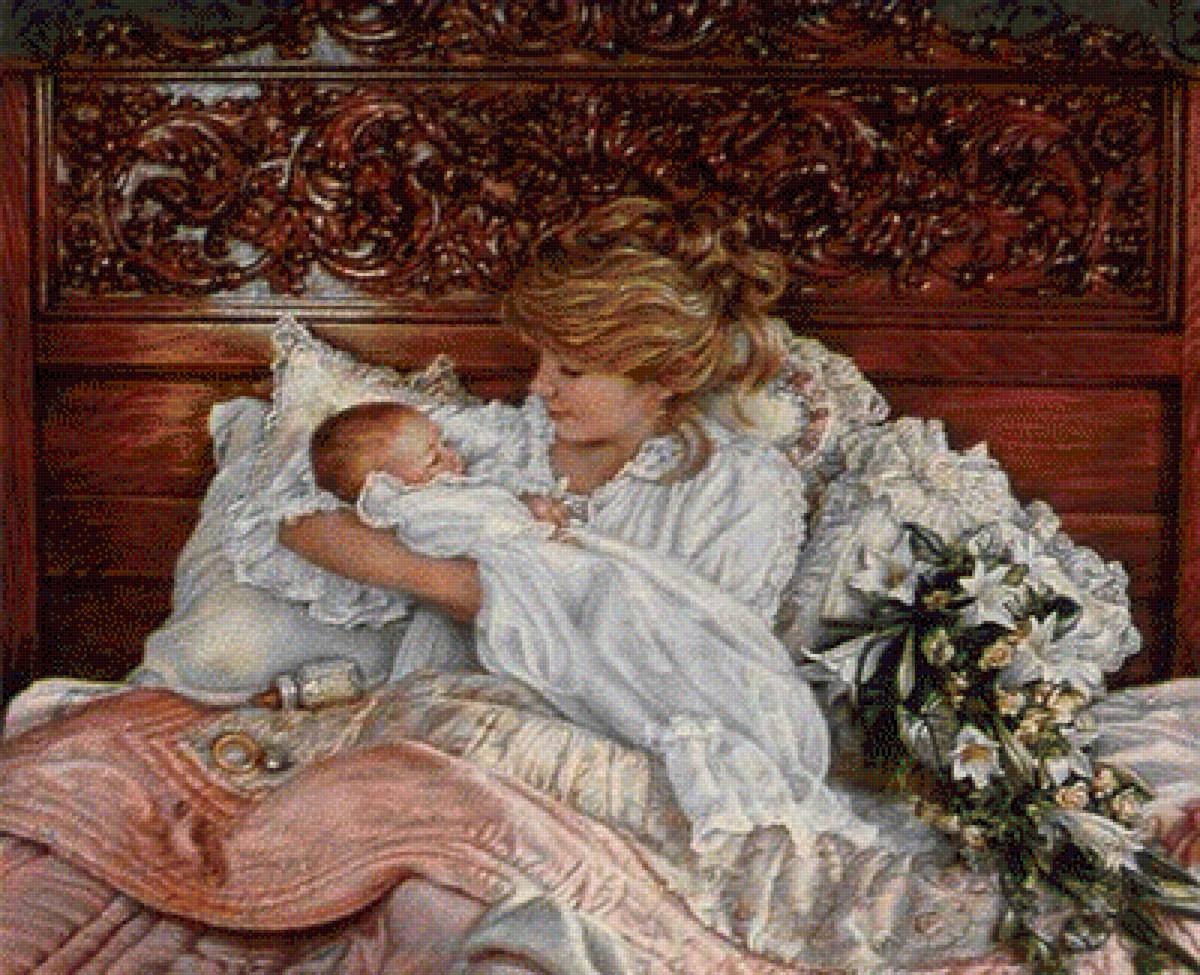 счастливая мама - малыш, мама, цветы - предпросмотр