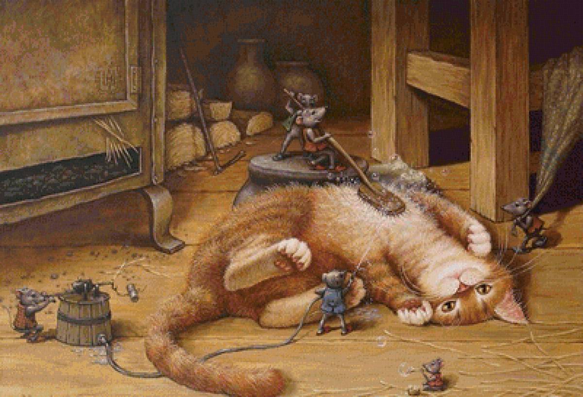 Мышки моют котика - предпросмотр