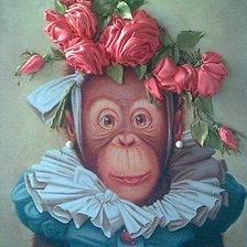 Схема вышивки «Обезьяна в розах»