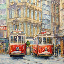 Схема вышивки «Трамвай»