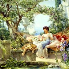 Схема вышивки «Леопард и девушка»