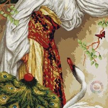 Схема вышивки «Девушка и гусь.»