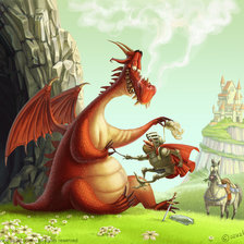 Схема вышивки «Дракон и рыцарь»