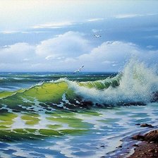 Схема вышивки «Чайки над морем»