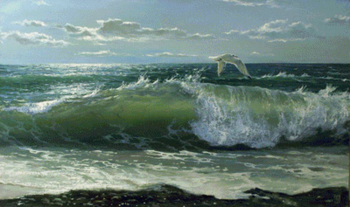 Морской прибой и чайка - волны, море, чайка - предпросмотр