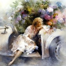 Схема вышивки «девушка в авто»