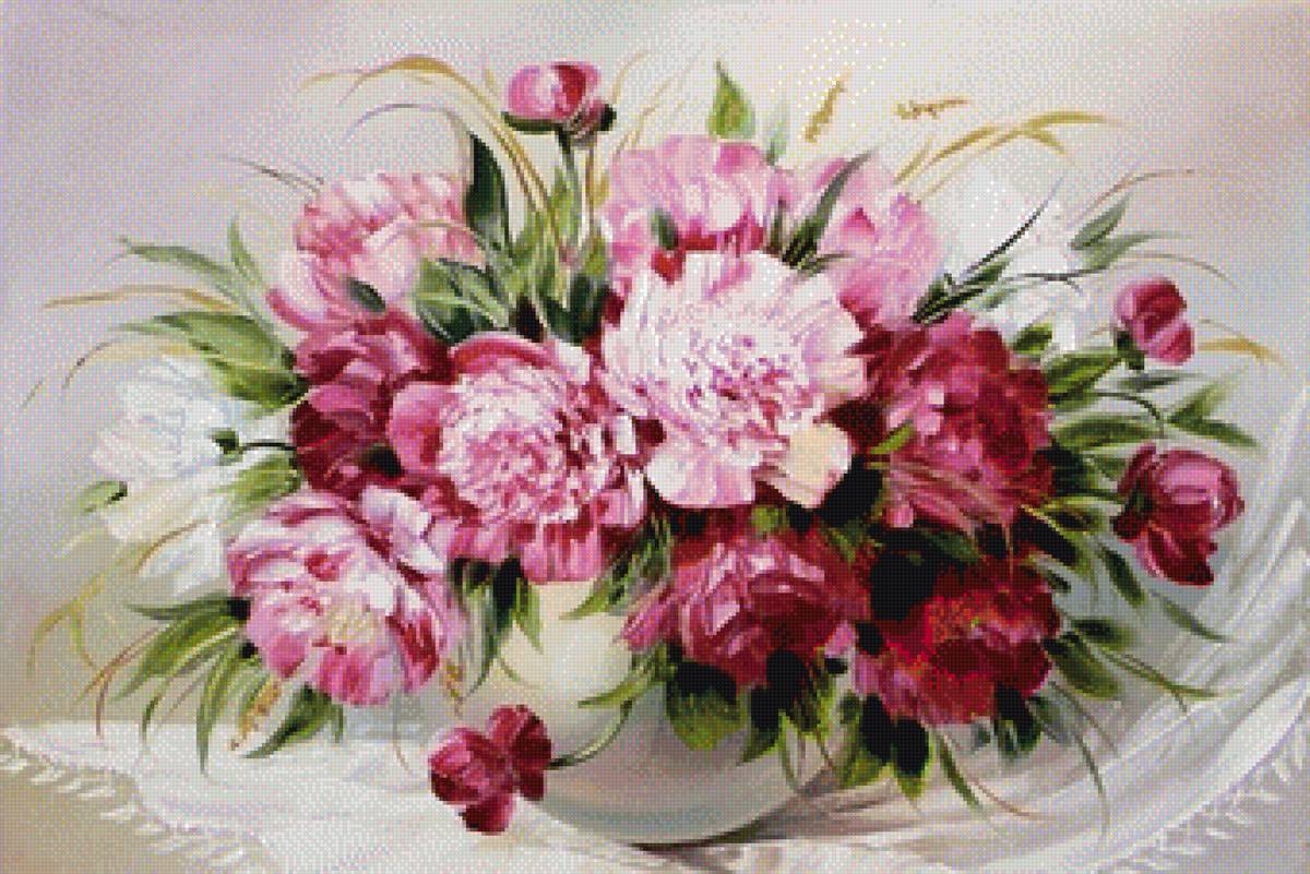 Букет пионов - пионы, цветы, ваза, букет - предпросмотр