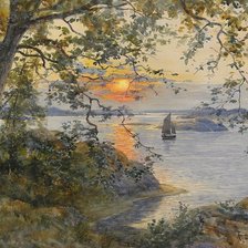 Схема вышивки «Закат на озере»