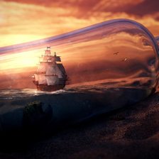 Схема вышивки «корабль в бутылке»