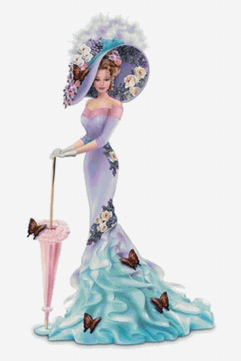 Леди в голубом - девушка, дама - предпросмотр