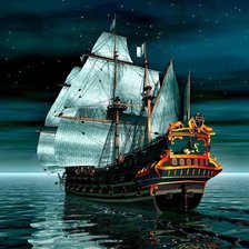 Схема вышивки «Парусник в ночи»