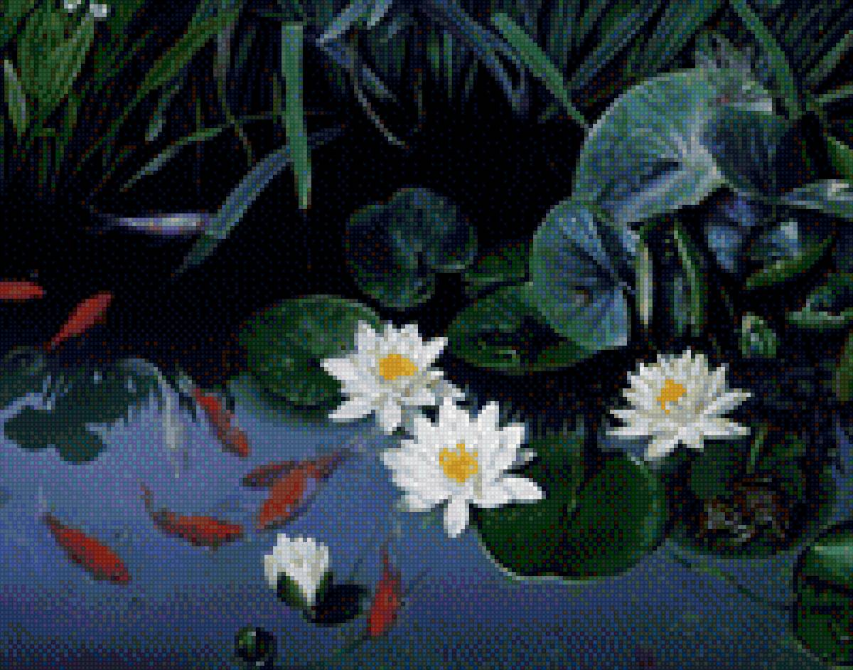 Пруд - рыбки, пруд, кувшинки, природа - предпросмотр