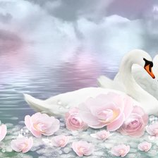 Схема вышивки «лебеди»