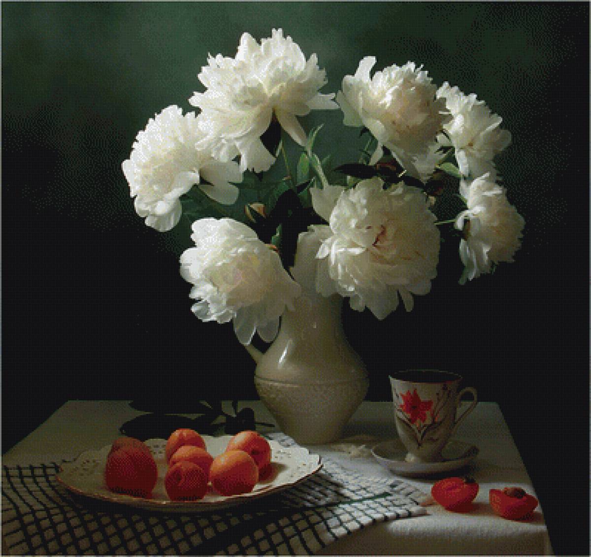 белые пионы - предпросмотр