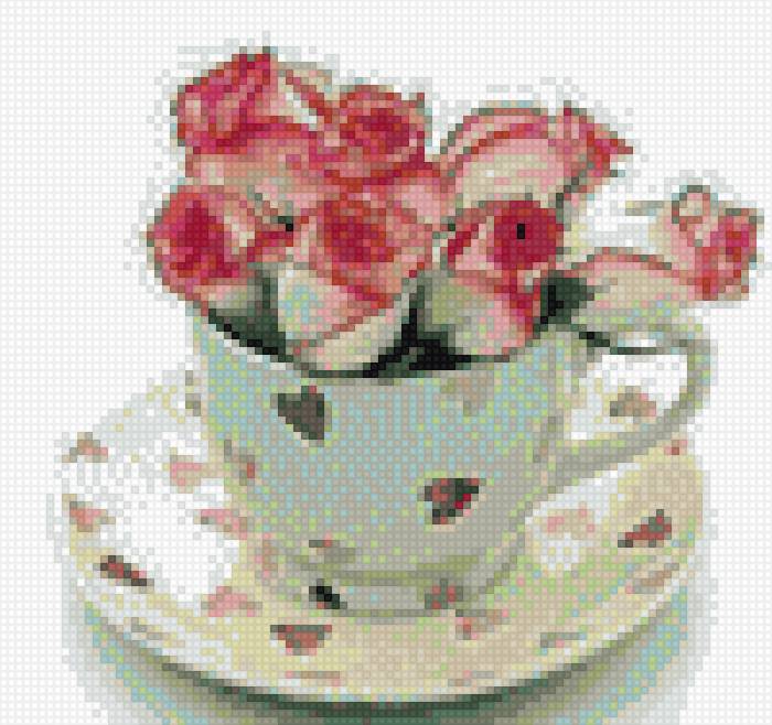 букет роз в чашке - предпросмотр