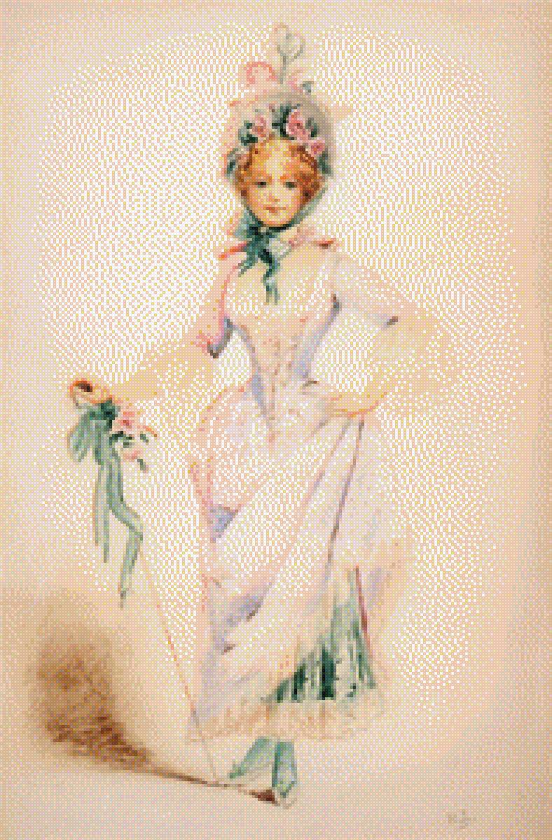 Дама с зонтиком - девушками - предпросмотр