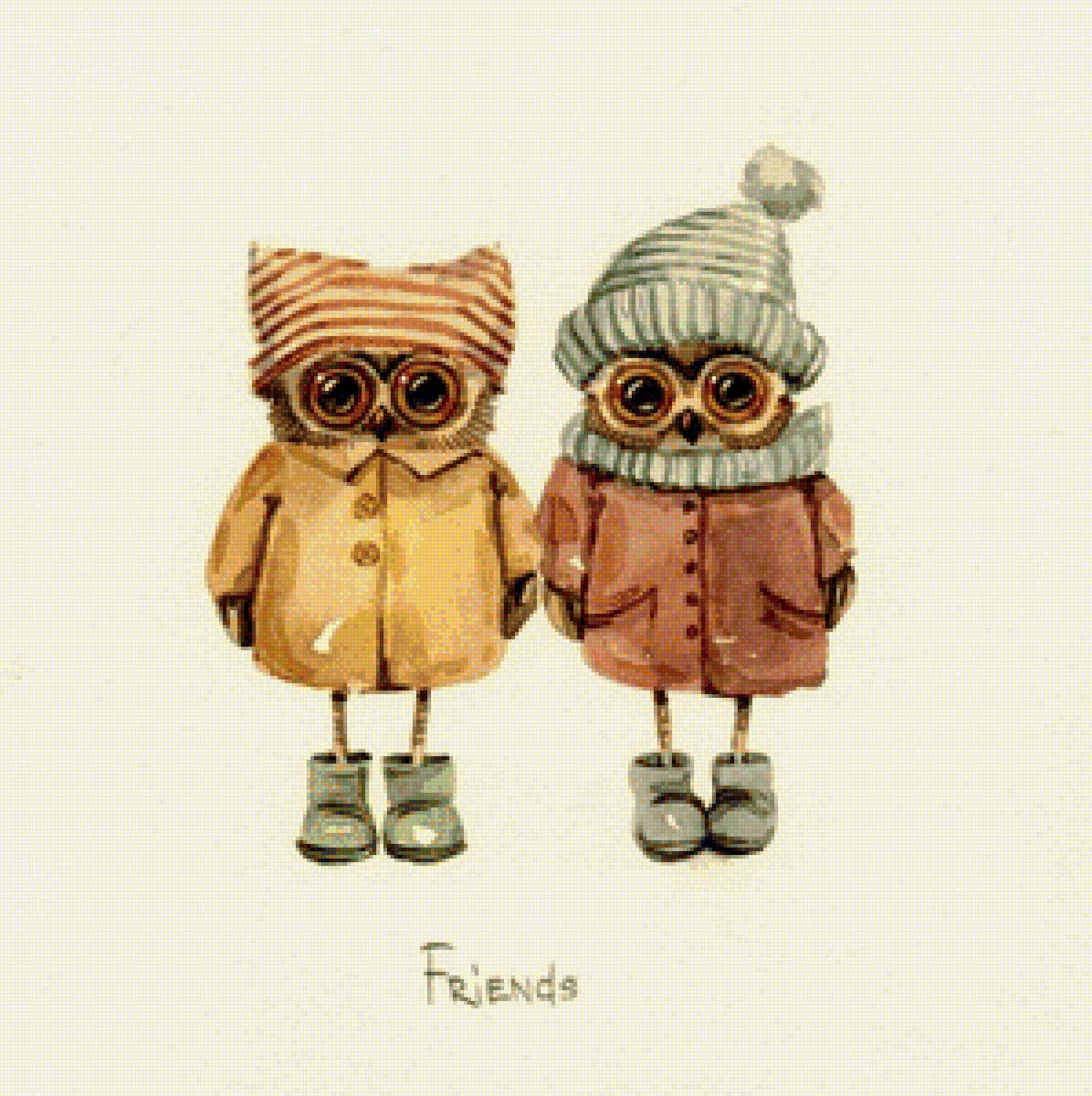 Совушки - совы, рисунки, арты - предпросмотр