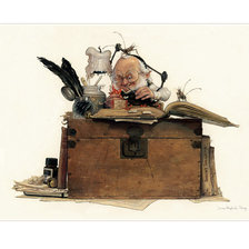 Схема вышивки «гном в библиотеке»