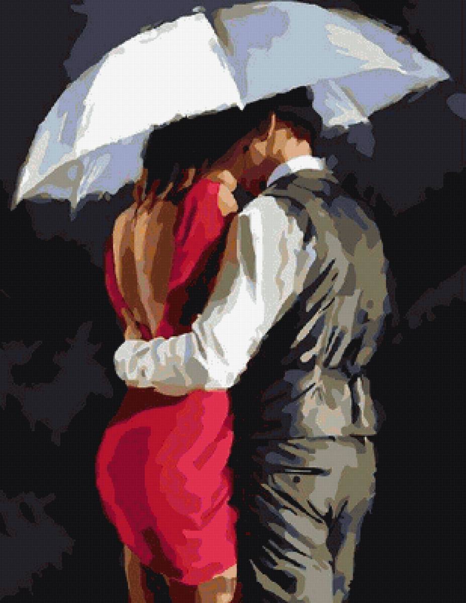 Под зонтом - пары, влюбленные, люди - предпросмотр