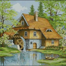 Схема вышивки «młyn wodny wiosną 1»