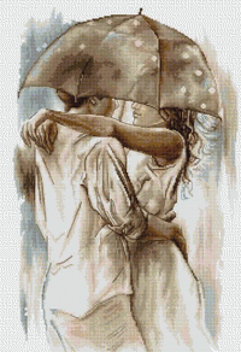 пара под зонтом - пара - предпросмотр