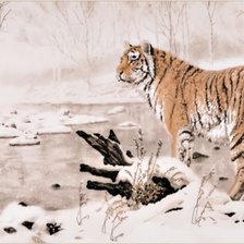 Схема вышивки «Первый снег на реке»