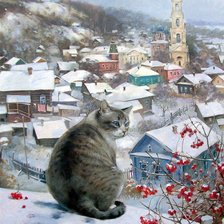 Схема вышивки «Зимой на крыше»