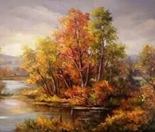Схема вышивки «ARBOL EN EL LAGO EN OTOÑO»
