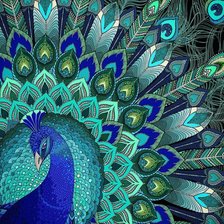 Схема вышивки «Павлин, схема, гамма, 20 цветов»