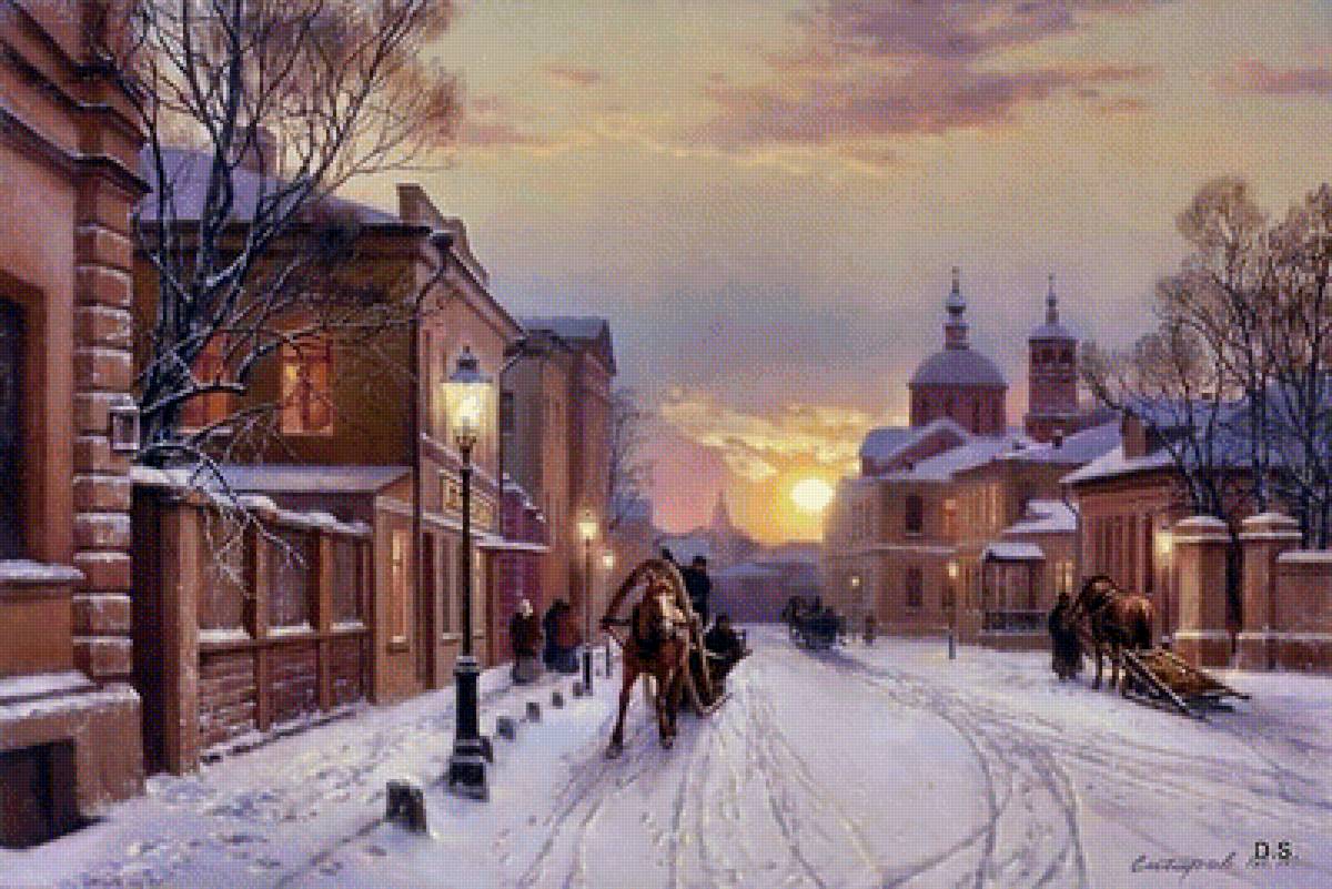 зима в глубинке - живопись, картина, пейзаж, зима - предпросмотр