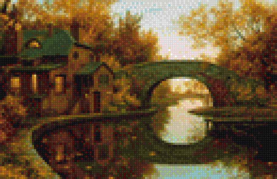 домик у моста над рекой - предпросмотр