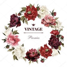 Схема вышивки «пионы венок»