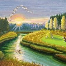 Схема вышивки «Лесное озеро»